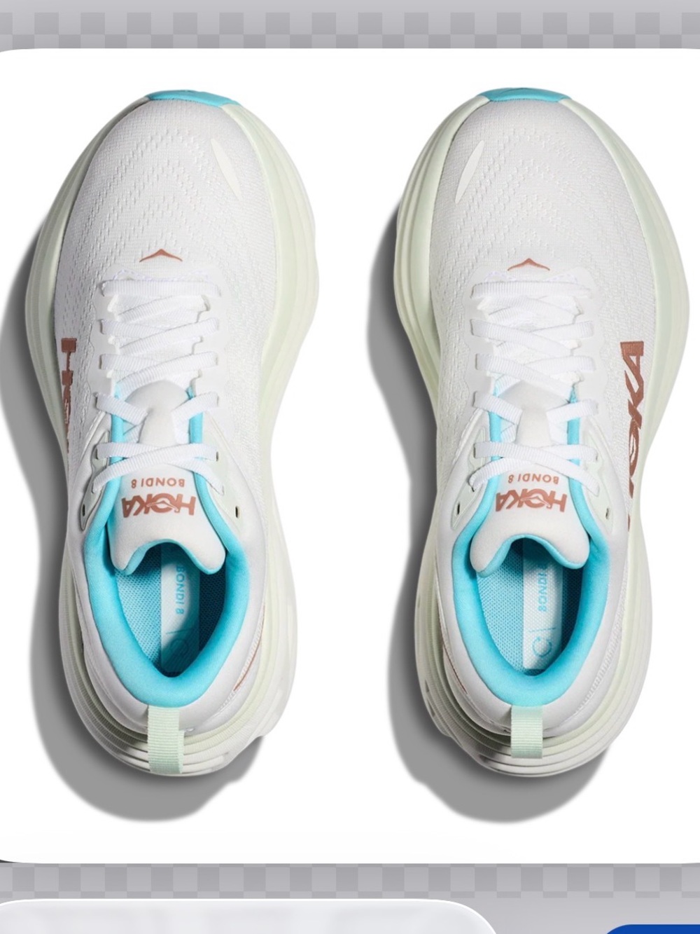 Hoka Women's Bondi 8 Running Shoes - White Frost Rose Gold Size 10